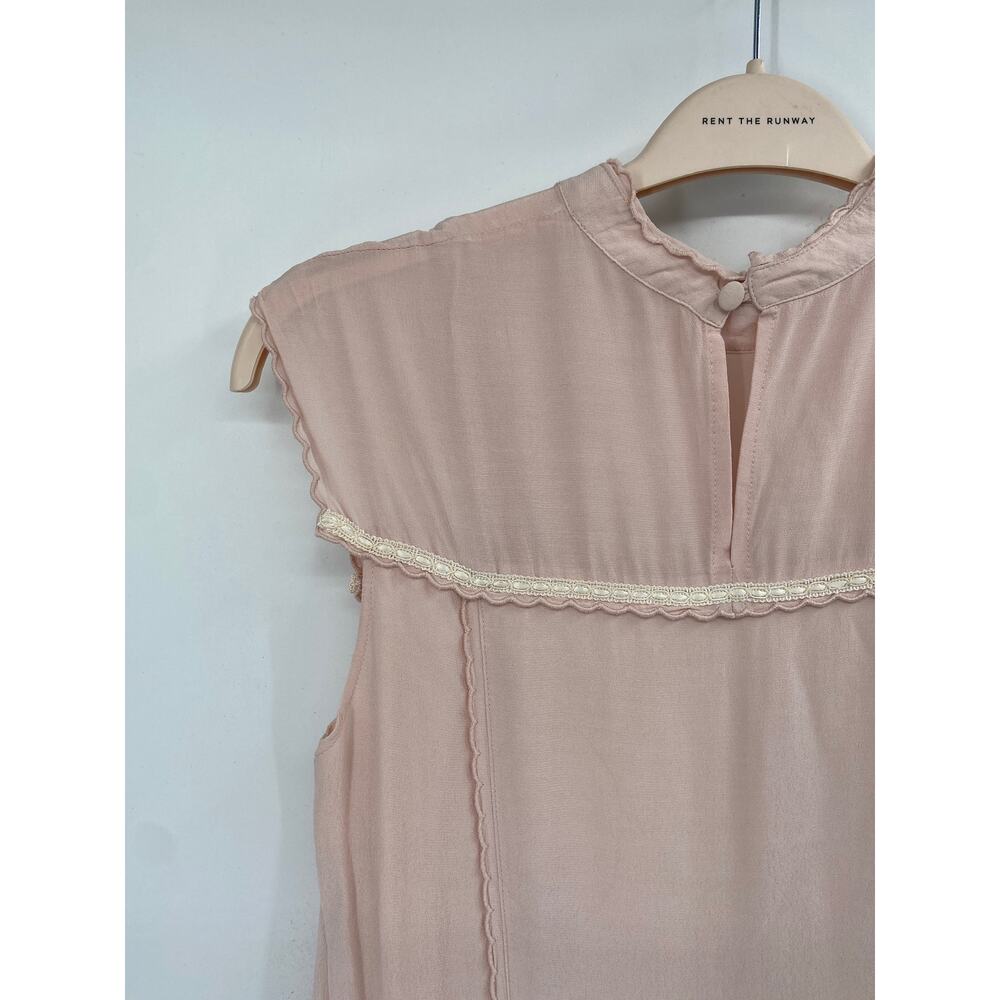 See by Chloe‎ Pink High Neck Cap Sleeve Tiered Shift Midi Dress Size 38 - Picture 5 of 7